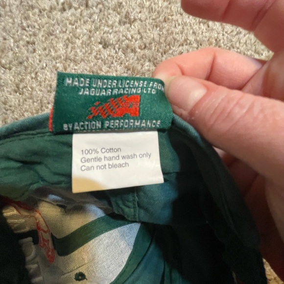 Vintage 90s Adjustable Clip Strapback Green Jaguar Racing Embroidered Hat Cap - Picture 5 of 6